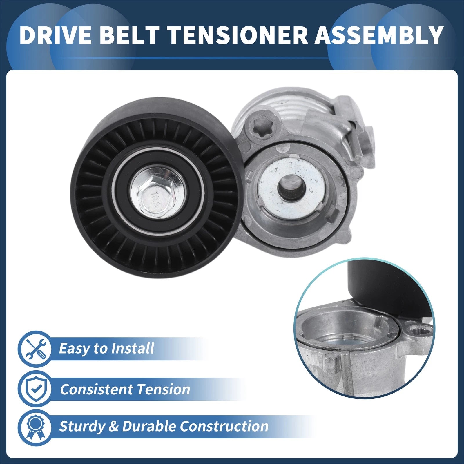 Belt Tensioner for Volkswagen Polo 1.2 (2001–2014) No. 03D903305B Metal 1 Pc