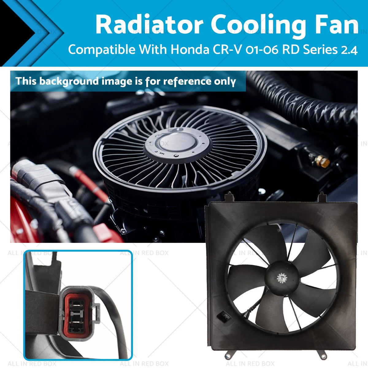 Radiator Fan Assembly for Honda CR-V (2001–2006) 2 Pin Connector