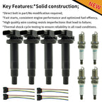 Set of 4 Ignition Coil Spark Plugs for Toyota Yaris Prius xA xB Echo (2000–2020) UF316