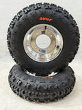 Set of 2 DWT Blue Label Polished Rims with Sunf A027 Tires for TRX 250R 450R 450ER