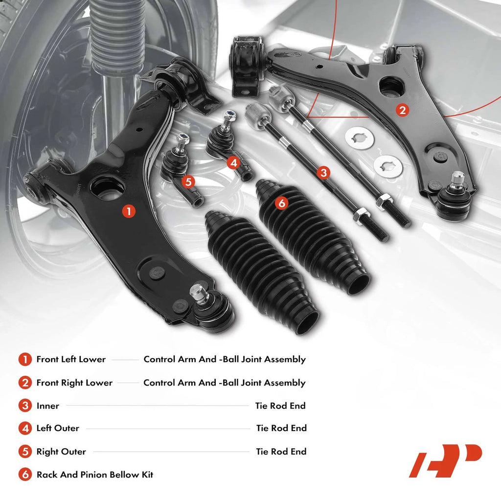 Set of 8 Front Control Arm & Ball Joint Assembly for Ford Focus (2000-2004)