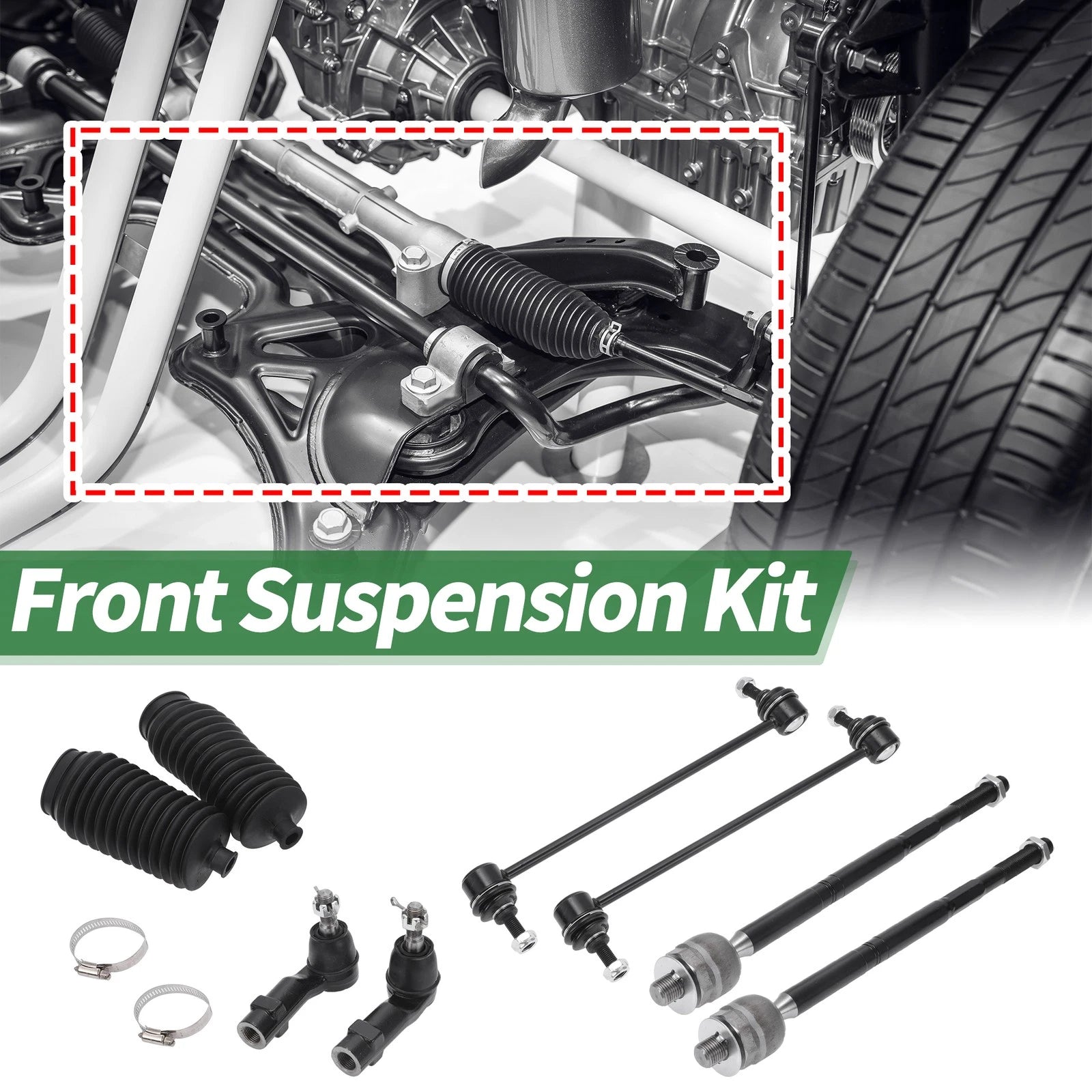 8 Pcs Front Suspension Kit Tie Rod Ends Sway Bar Link for Dodge 