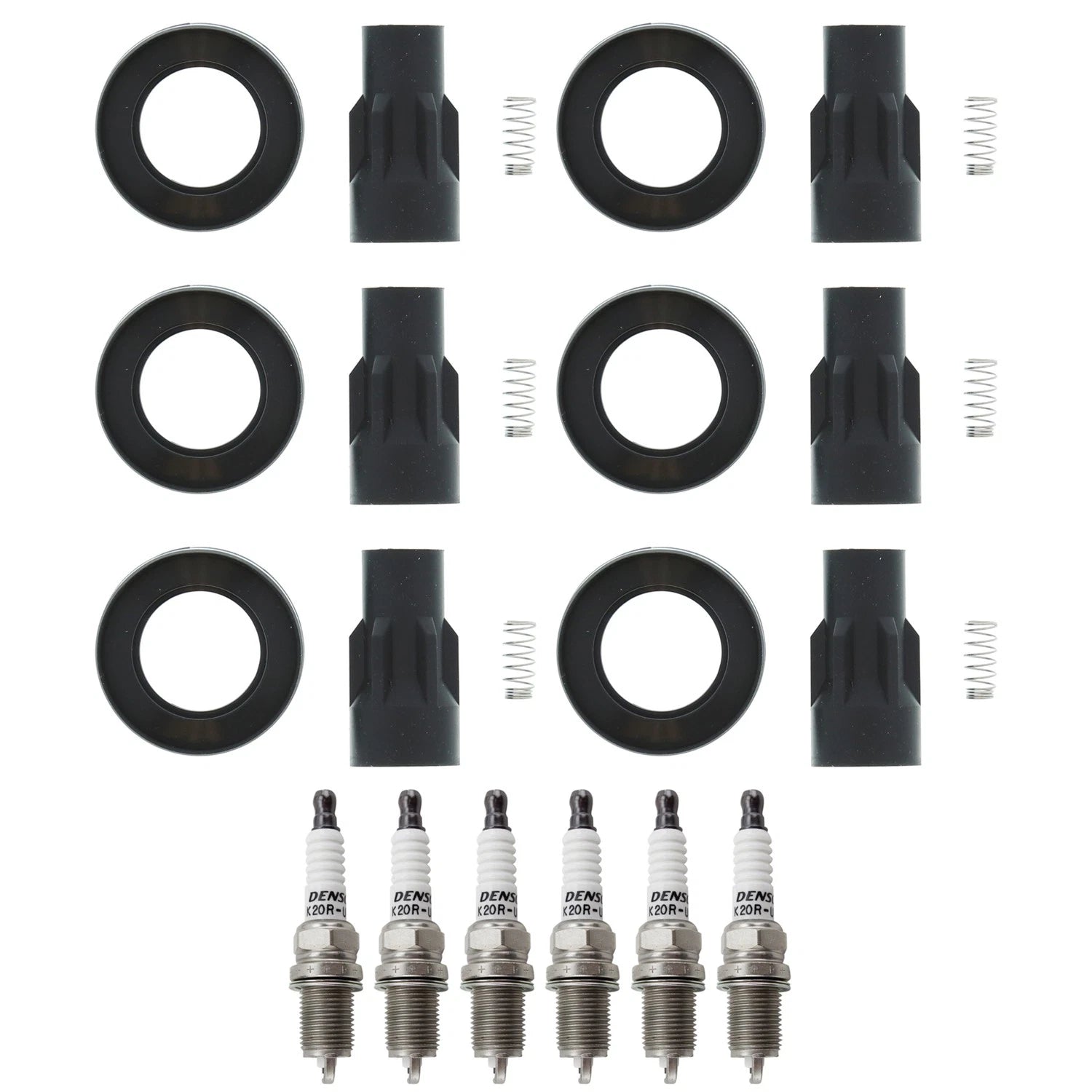 Set of 6 Denso Spark Plugs & Coil Boots for Camry ES330 Sienna Solara V6