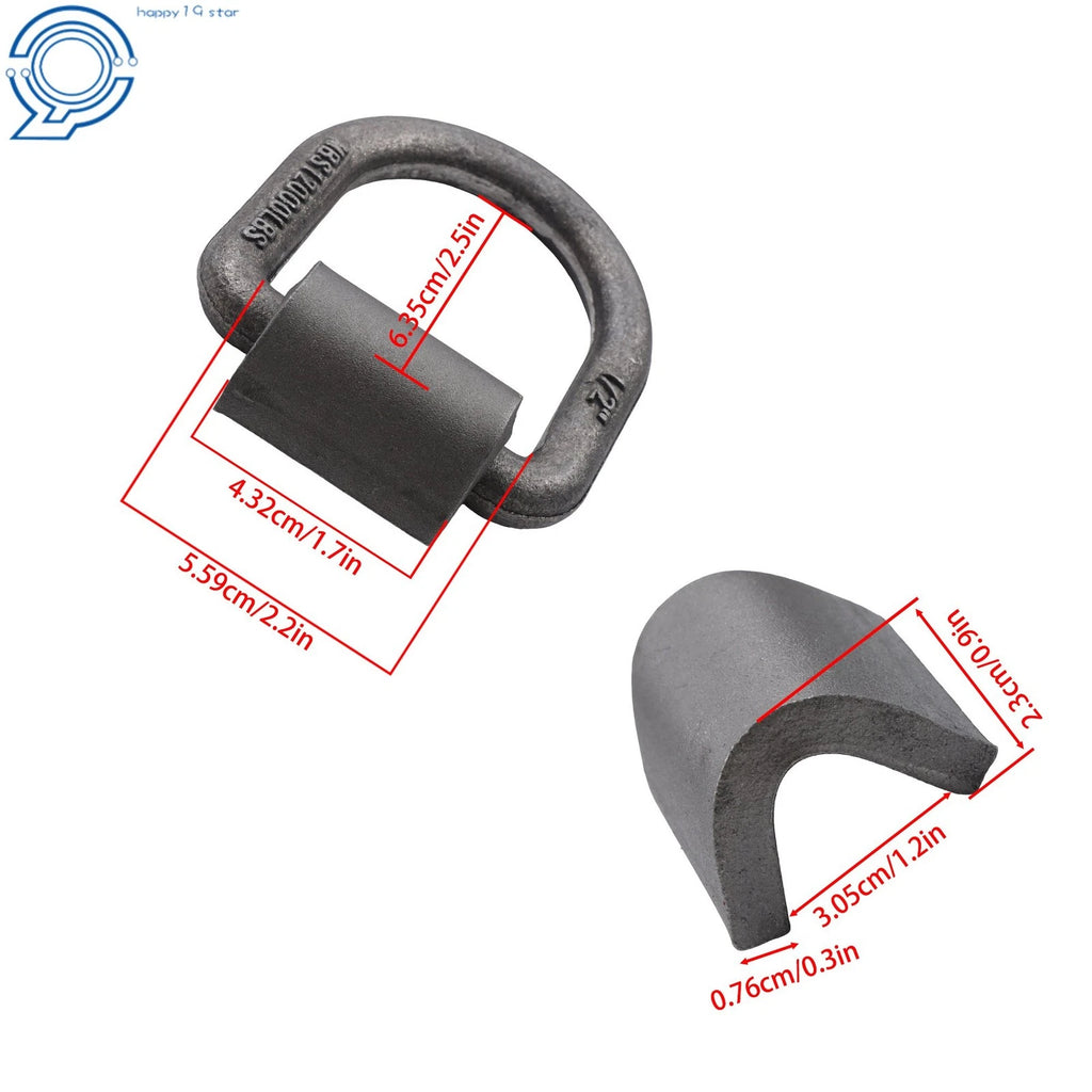 40 Pack 1/2" Weld On Forged D Ring for Heavy-Duty Applications (12,000lbs)