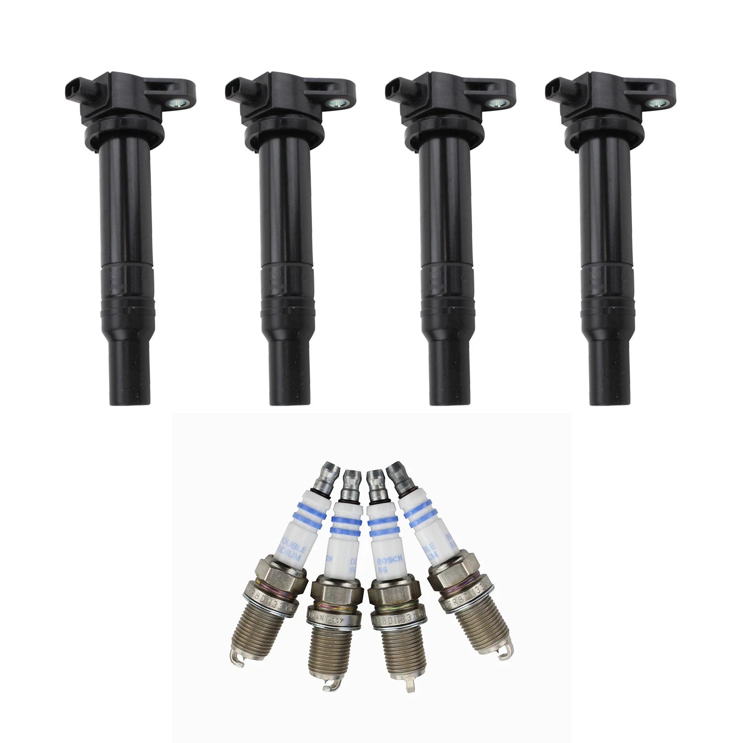 Set of 4 Ignition Coils & Spark Plugs for Hyundai Accent, Kia Rio (2006–2017)