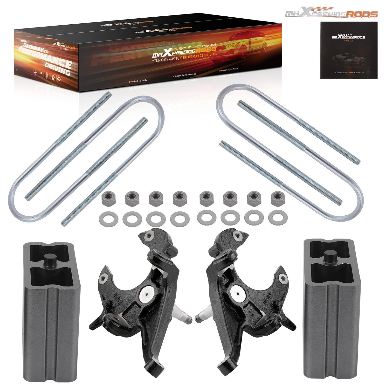 Set of 2 Front 2" Rear 4" Lowering Blocks for GMC Sonoma S15 Jimmy (1983–1997)