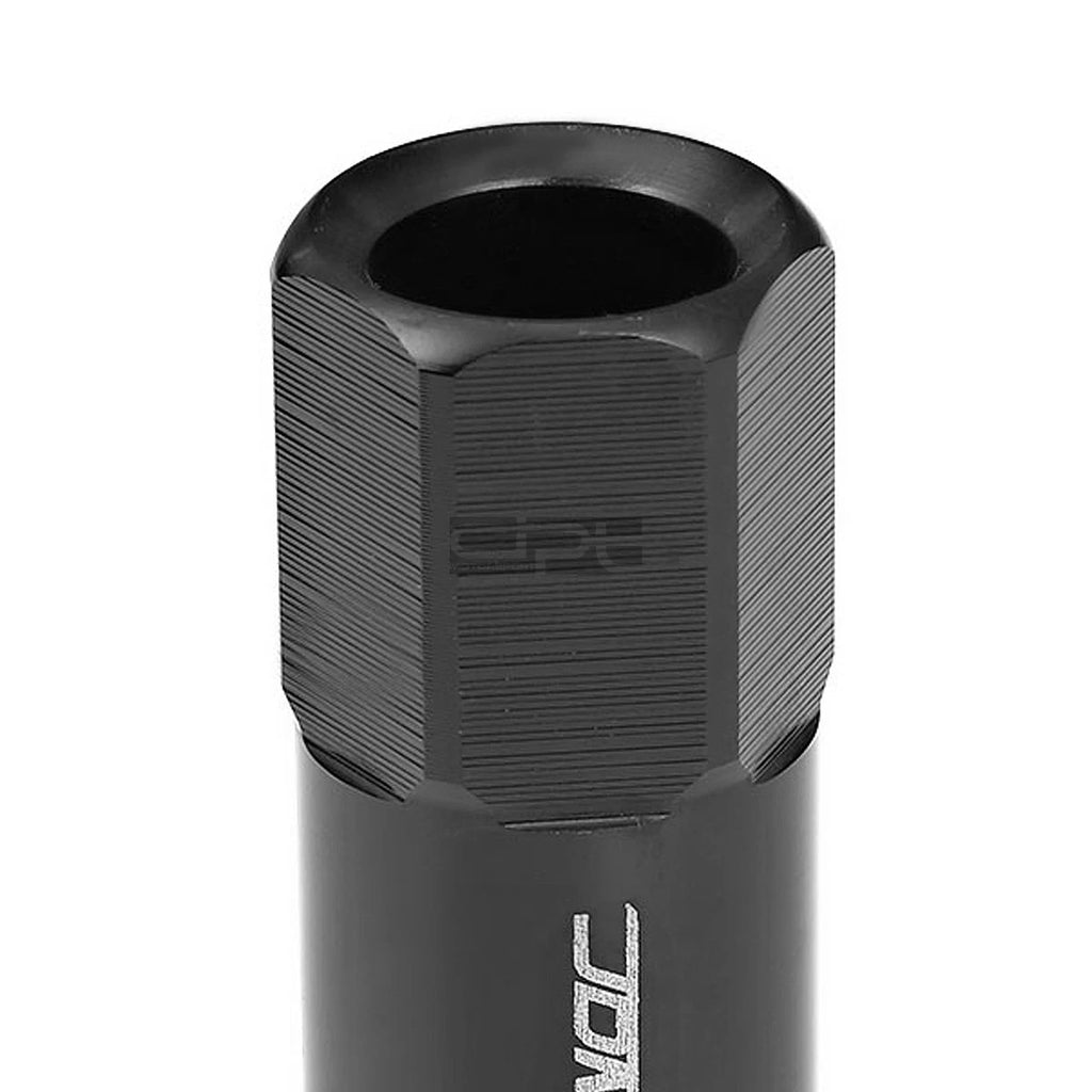 20 PCS Open End M12x1.25 60mm Tall Black Hexagon Lug Nuts + Adapter