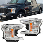 Headlight Assembly for Ford F150 (2018–2020) Halogen Chrome Clear