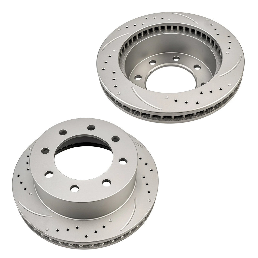 Front Drilled Slotted Disc Brake Rotors for 2000–2002 Dodge Ram 2500/3500 (2PC)