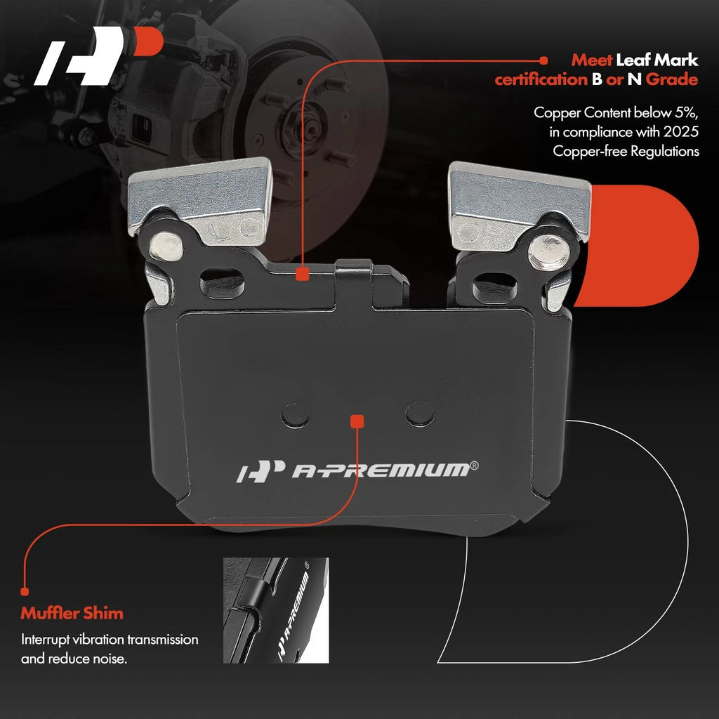Set of 4 Rear Side Ceramic Brake Pads for BMW E82 E88 135i (2008–2013)
