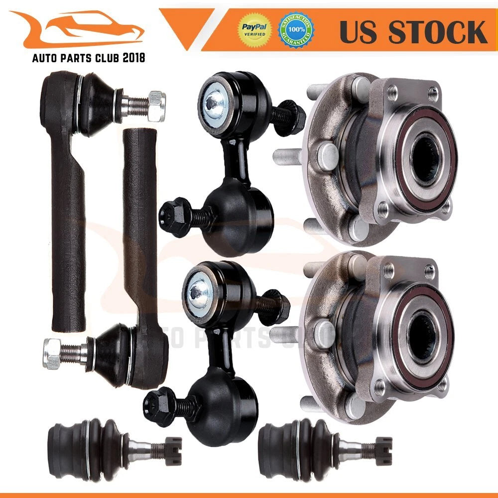 Set of 8 Front Wheel Hub Bearing Tie Rod End Kit for Subaru Legacy Outback