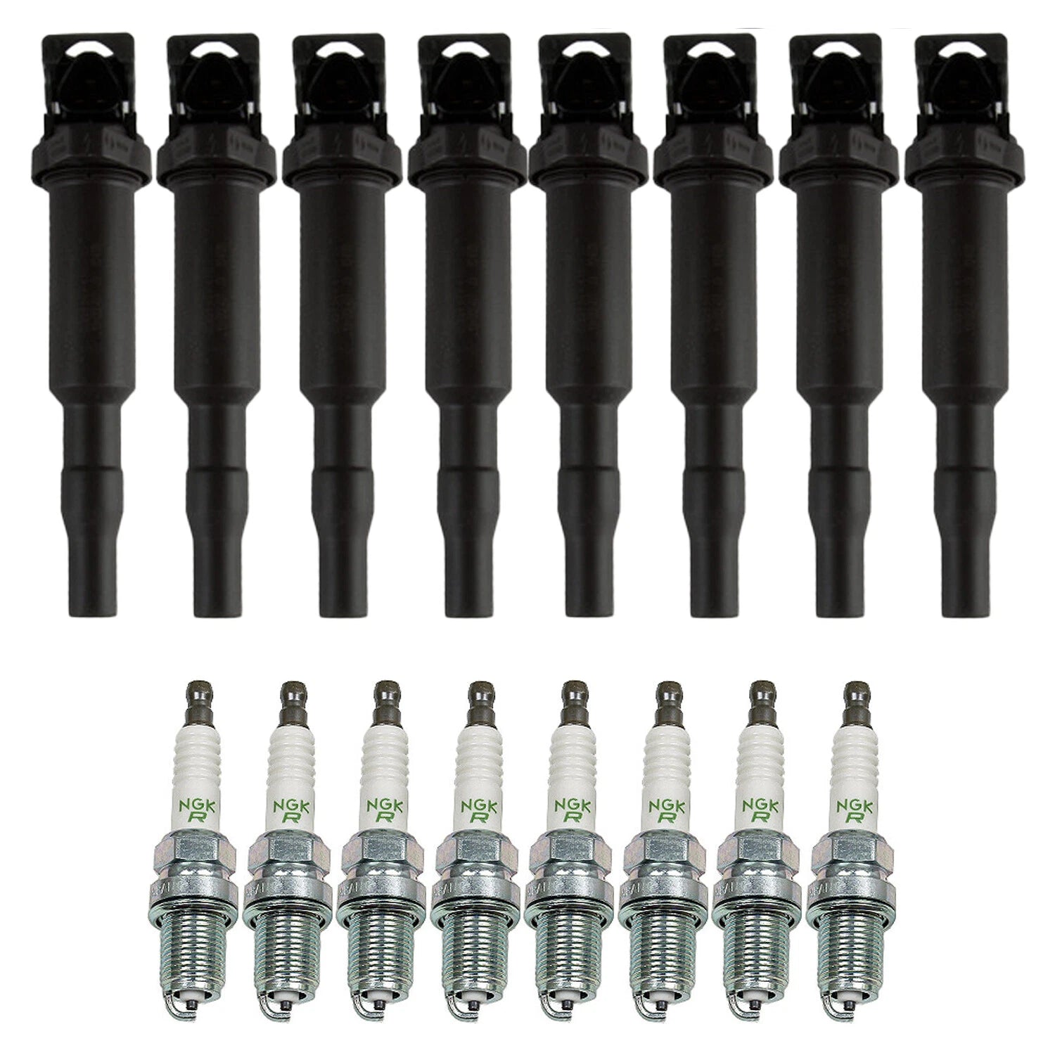 Set of 8 Ignition Coils & NGK V-Power Spark Plugs for BMW E65 Alpina B7 (2007–2008)