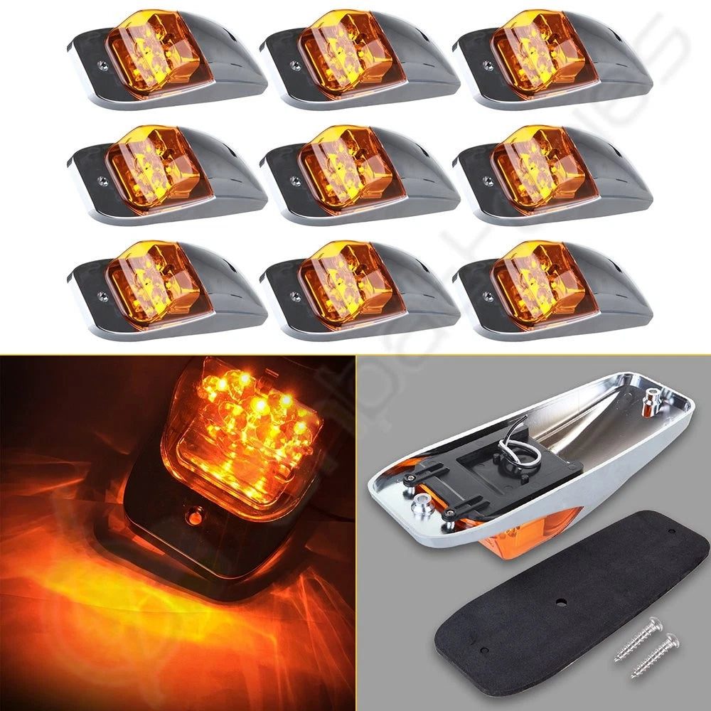 9pcs Raised Mid Roof Cab Marker Clearance Light for Mack DMM (2nd Series)