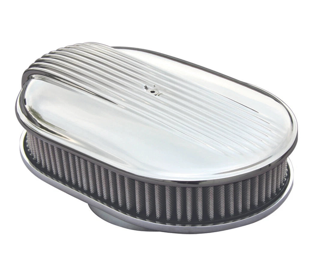 Air Cleaner Filter Polished Finned Oval for Universal Hot Rod (1932–2024)