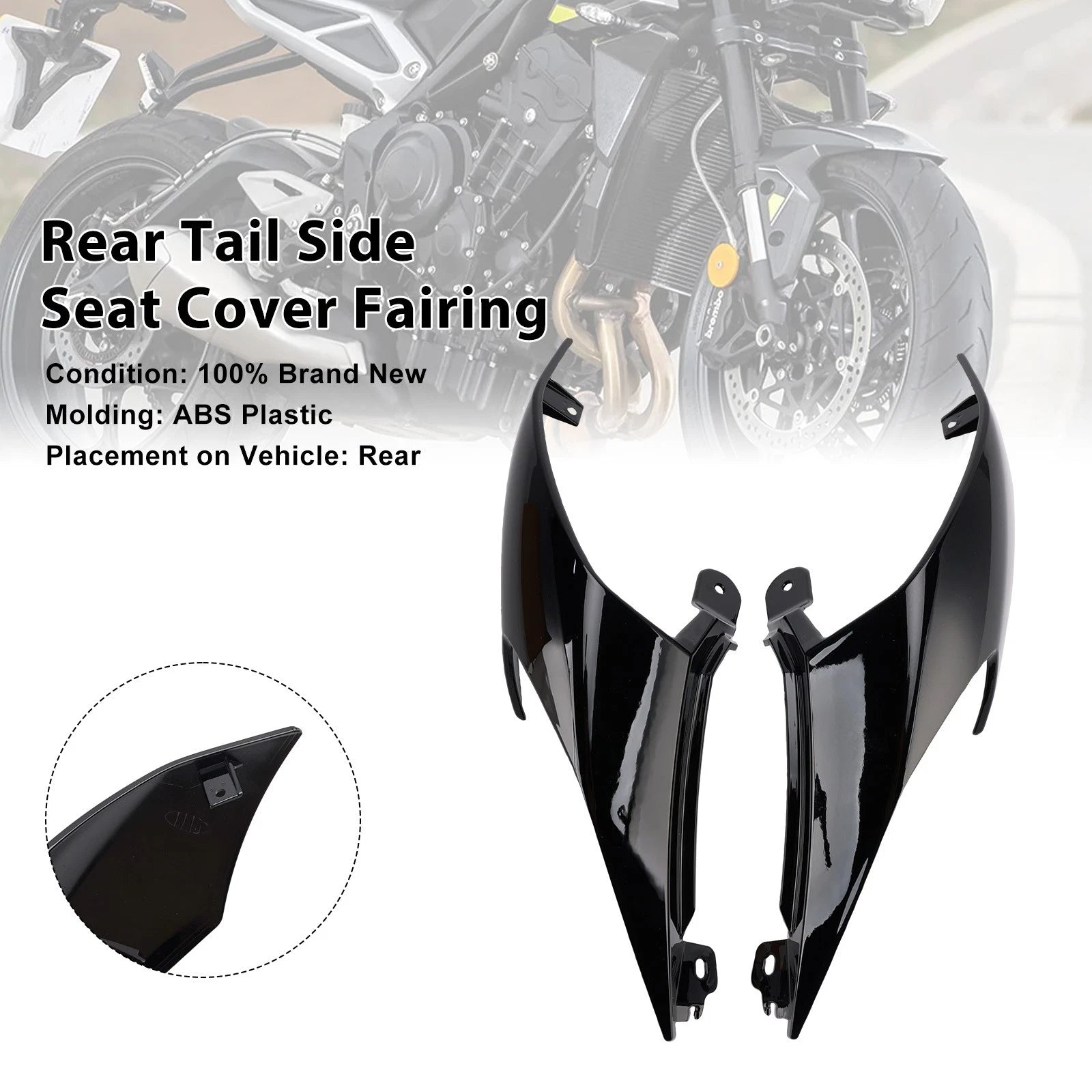 Rear Tail Side Seat Cover Fairing for Street Triple 765 R RS (2020–2025) Black