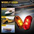 10PCS Amber Red LED Side Marker Lights for Truck Trailer (Oval)