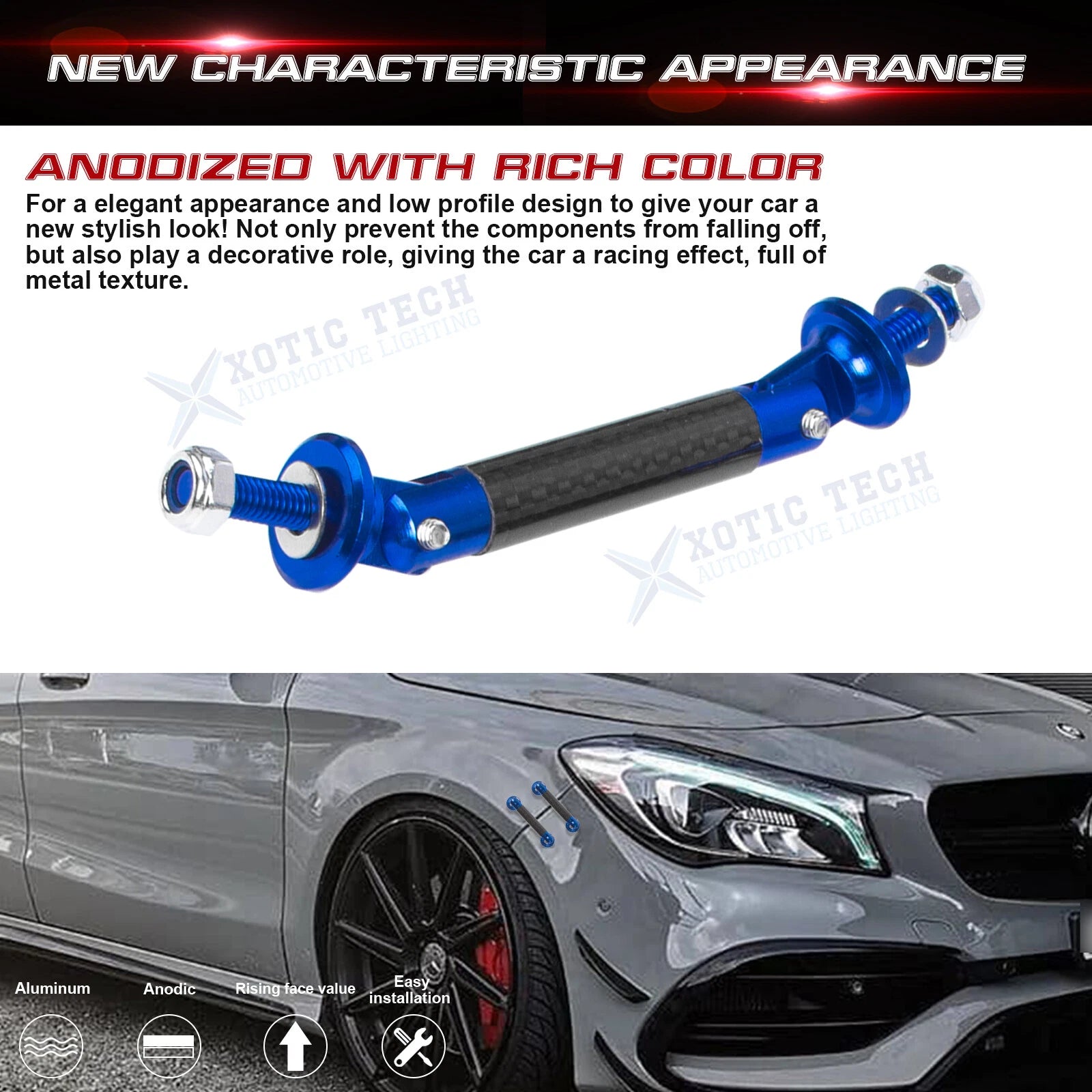 1.77-Inch Quick Release Fasteners Bar for Car Front/Rear Bumper (-)