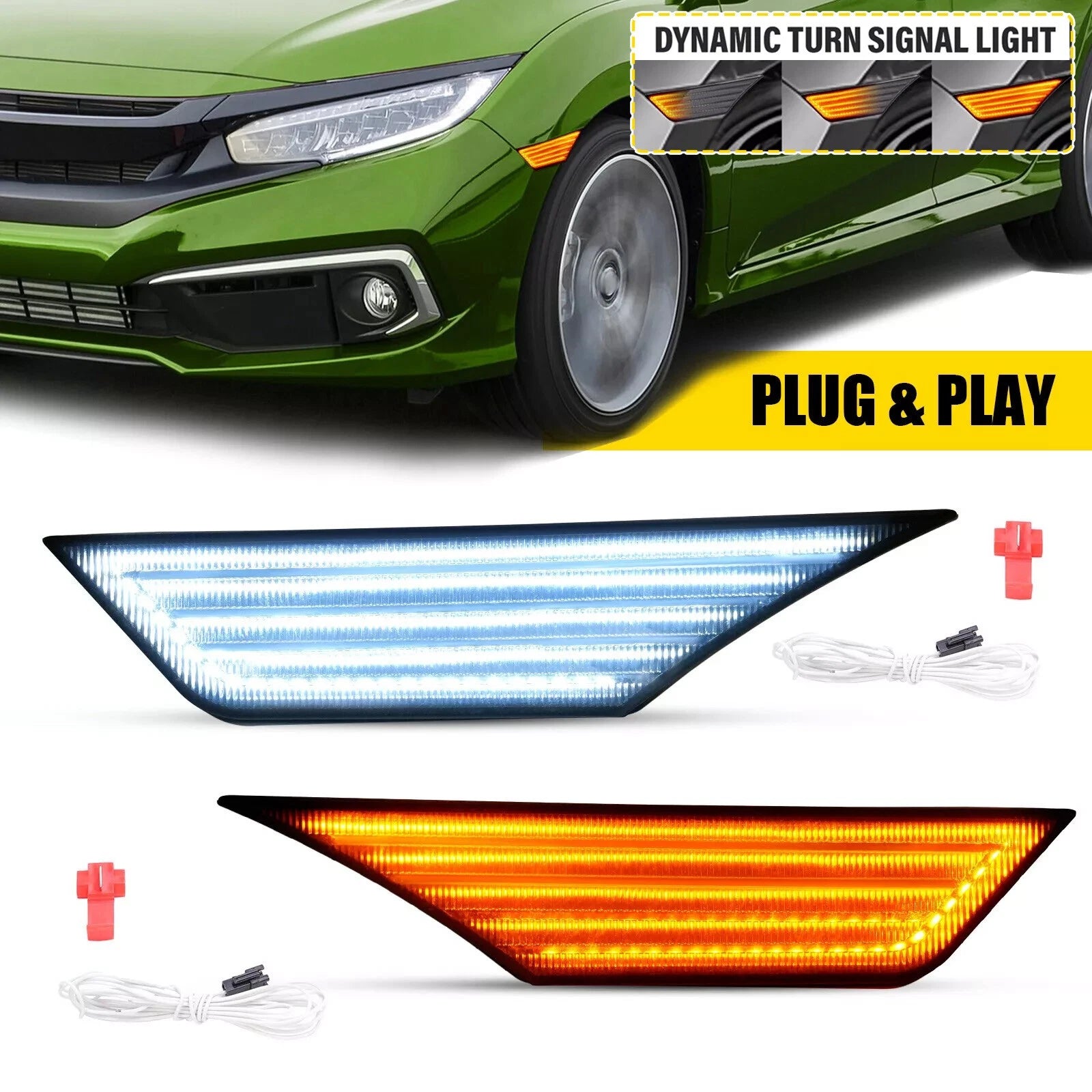 LED Switchback Sequential Turn Signal Side Marker Lights for Honda Civic (2016–2021)