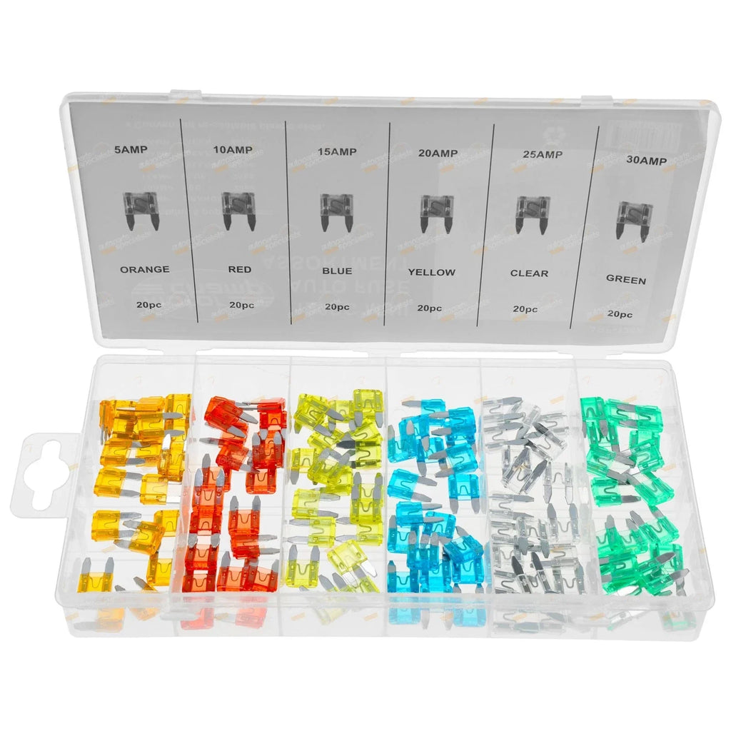 120pc Auto Blade Fuse Assortment Kit 5A 10A 15A 20A 25A 30A