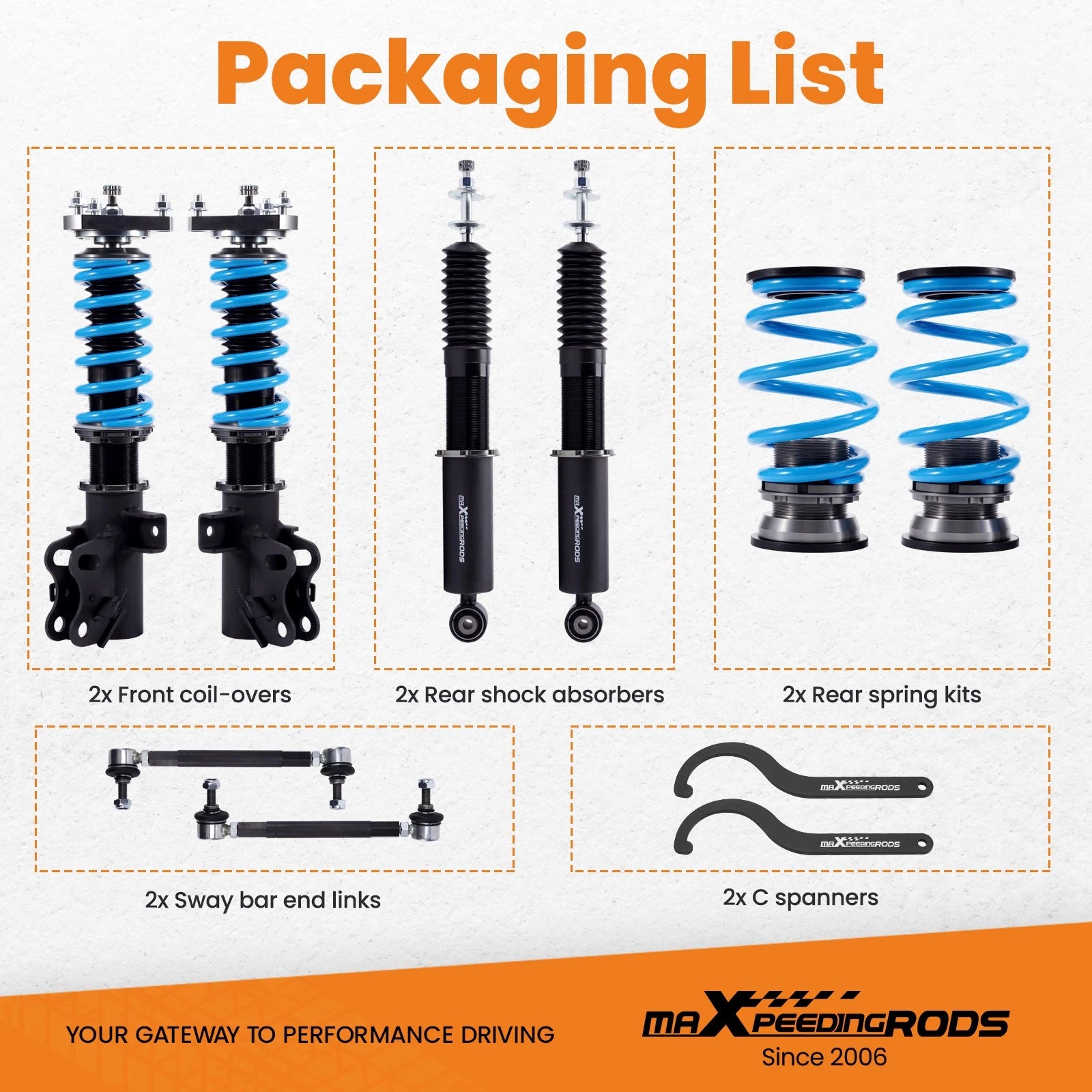 2X Coilover Shocks Absorbers for Honda Civic Si (FB/FG) (2014–2015)