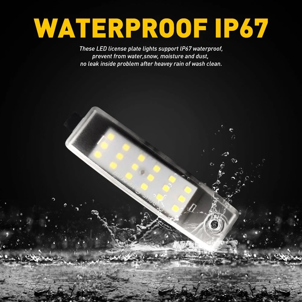 2X White Rear LED License Plate Light for Toyota Highlander (2001–2023)
