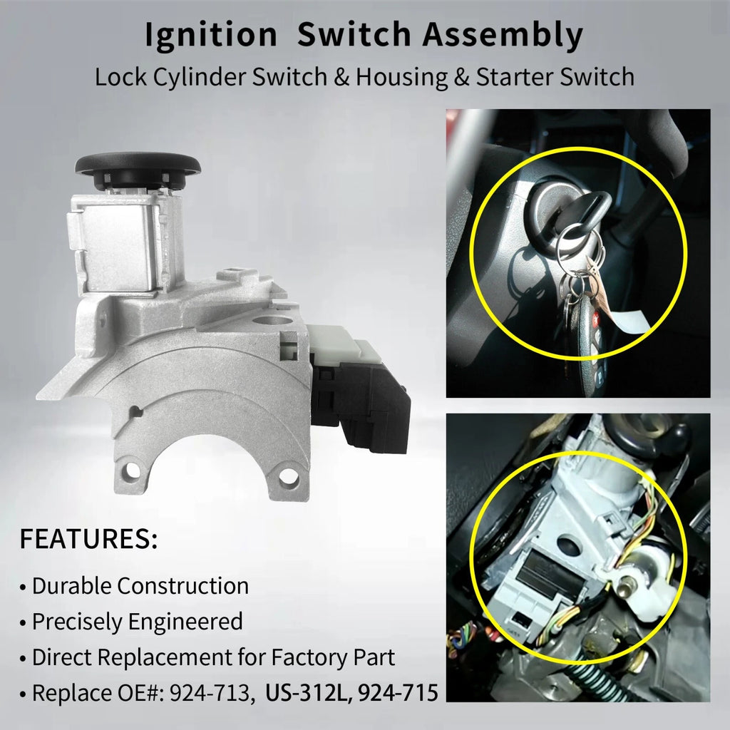 Ignition Lock Cylinder Switch & Housing for Chevy Silverado GMC Sierra (2003-2007)