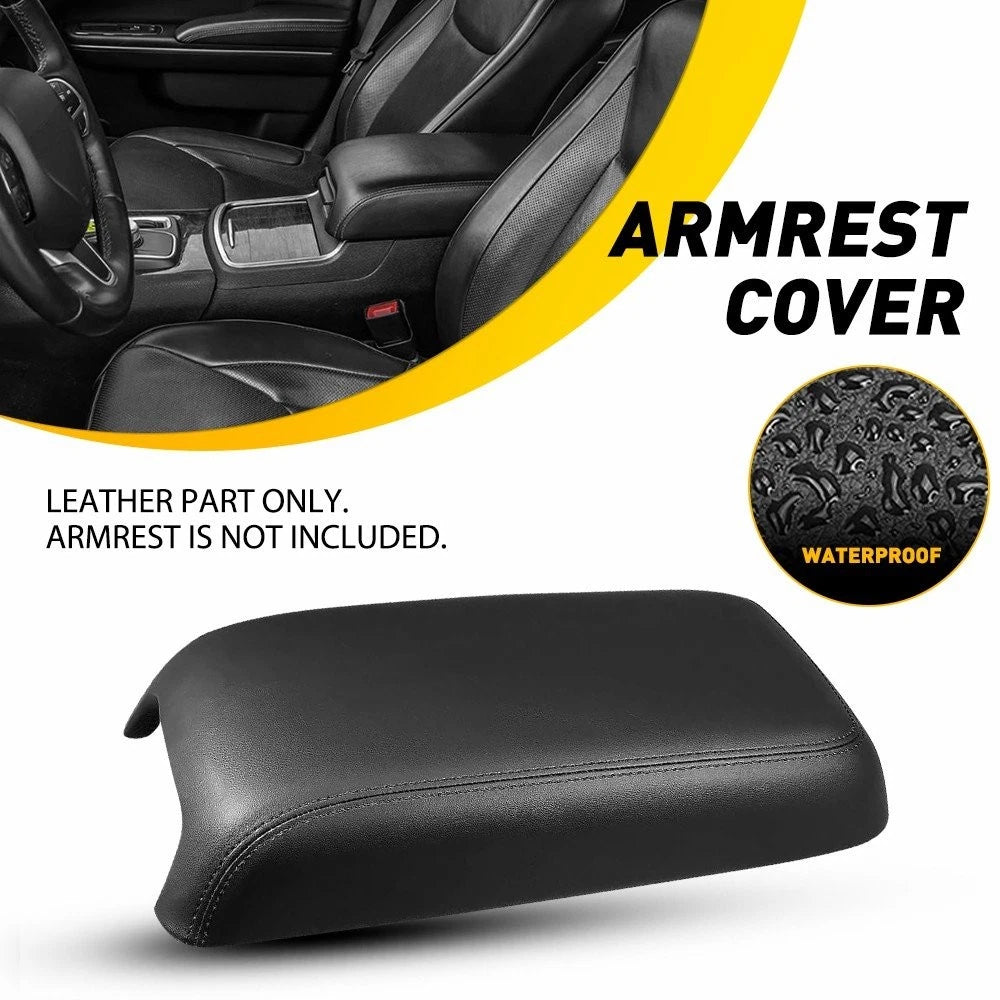 Leather Black Center Console Lid Armrest Cover for Dodge Chrysler (2011–2022)