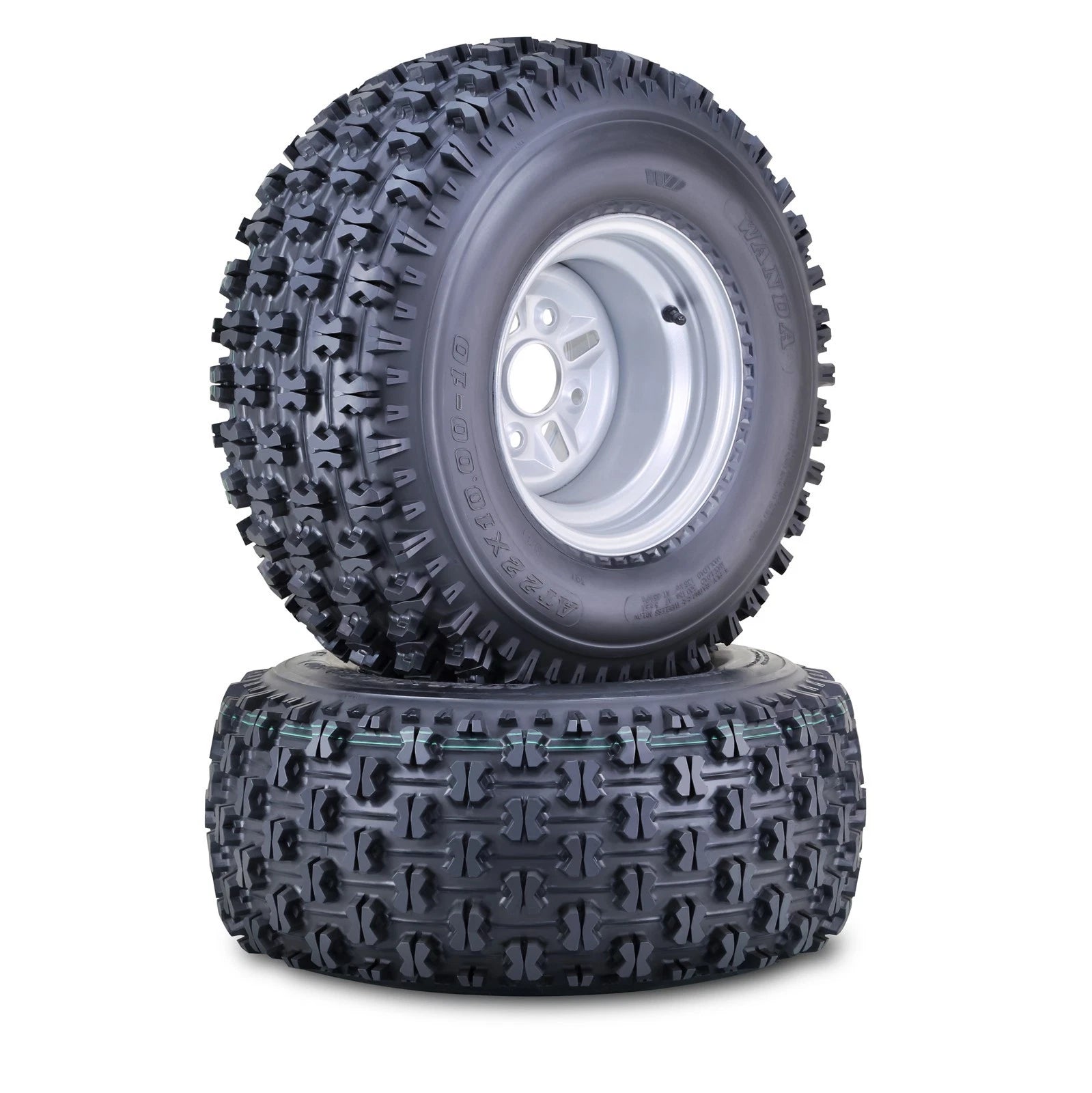 2 Wanda 22X10-10 Sport ATV Tires with 4/110mm PCD Silver Wheels (10089)