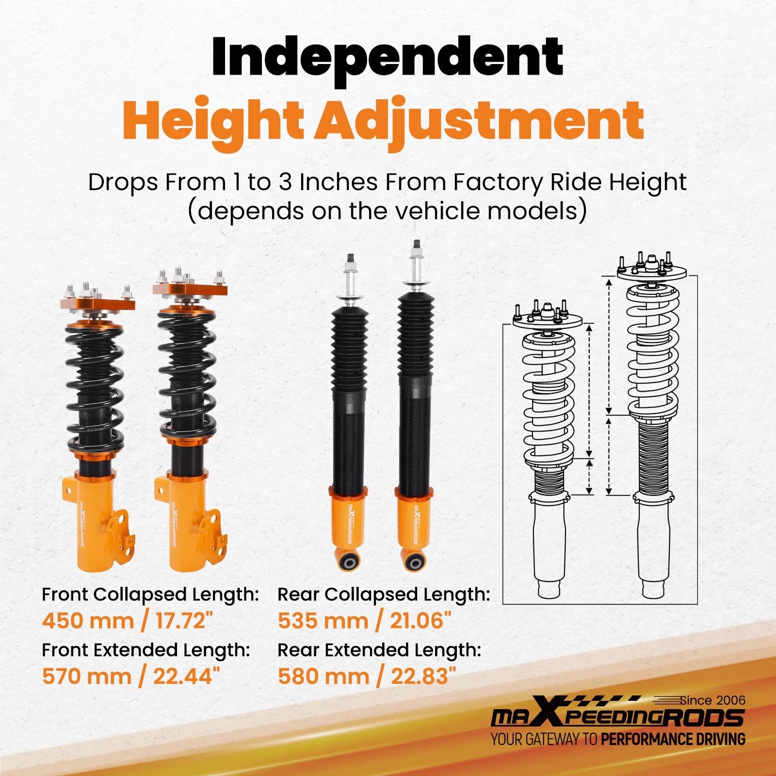 Adjustable Coilover Lowering Kit for Honda Civic FB FG (2012-2015)