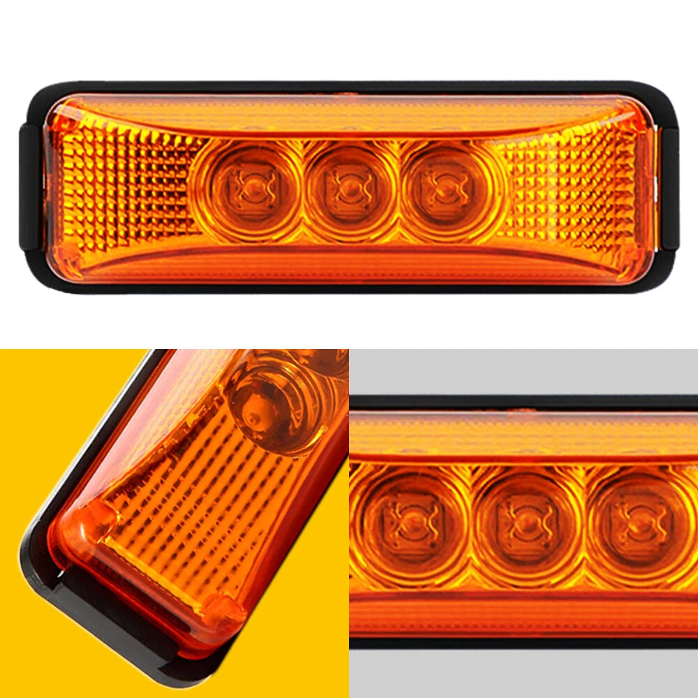 Set of 4 Amber LED Side Marker Clearance Lights for Trucks RVs (Universal)