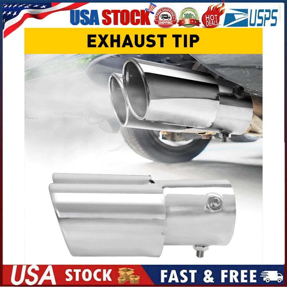 Chrome Dual Exhaust Pipe Tail Muffler Tip for Car
