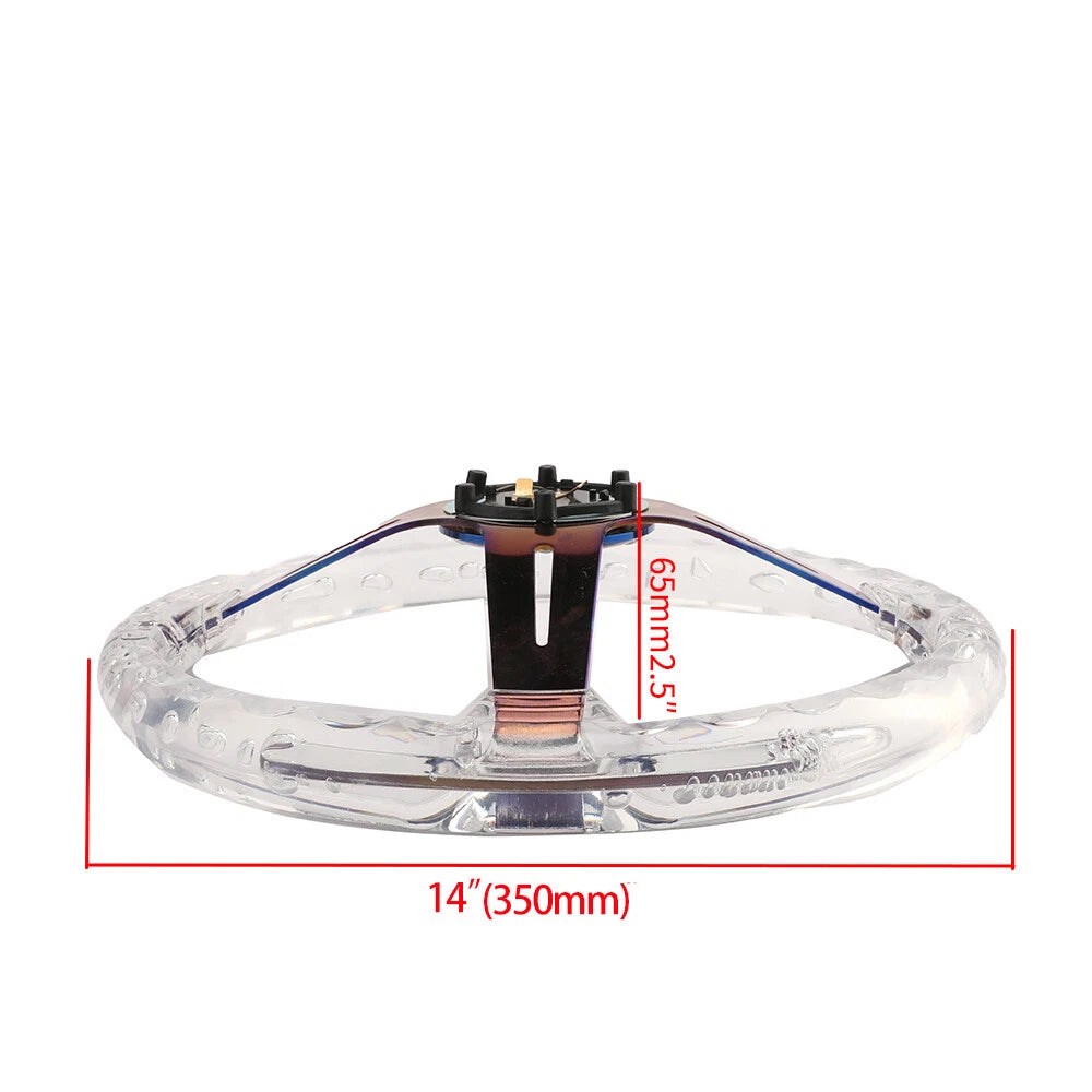 14" Racing Steering Wheel with Horn + Blue Quick Release for Universal Fit (350mm)