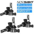Set of 6 H11 LED Headlight Bulbs for Novsight (6500K)
