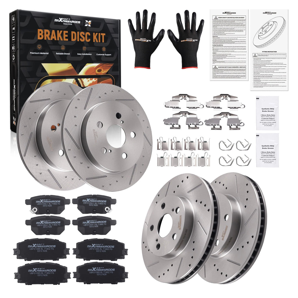 Set of 2 Front Rear Brake Rotors & Pads Kit for Toyota Prius (2012)