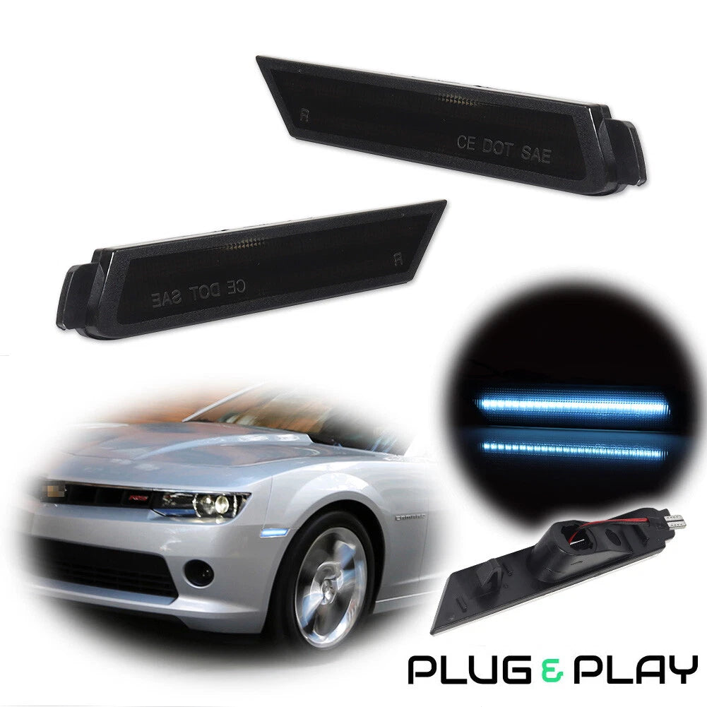 Smoke Lens Ice Blue LED Side Marker Lamp for Chevrolet Camaro (2010–2015)