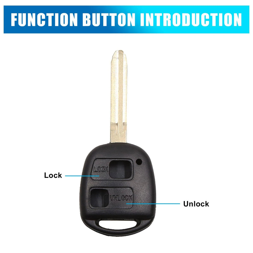Key Fob Shell Case for Toyota Corolla Camry RAV4 (2000–2023) 2 Button