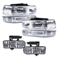 Set of 2 Chrome Clear Headlights and Fog Lights for Silverado/Suburban (1999–2006)