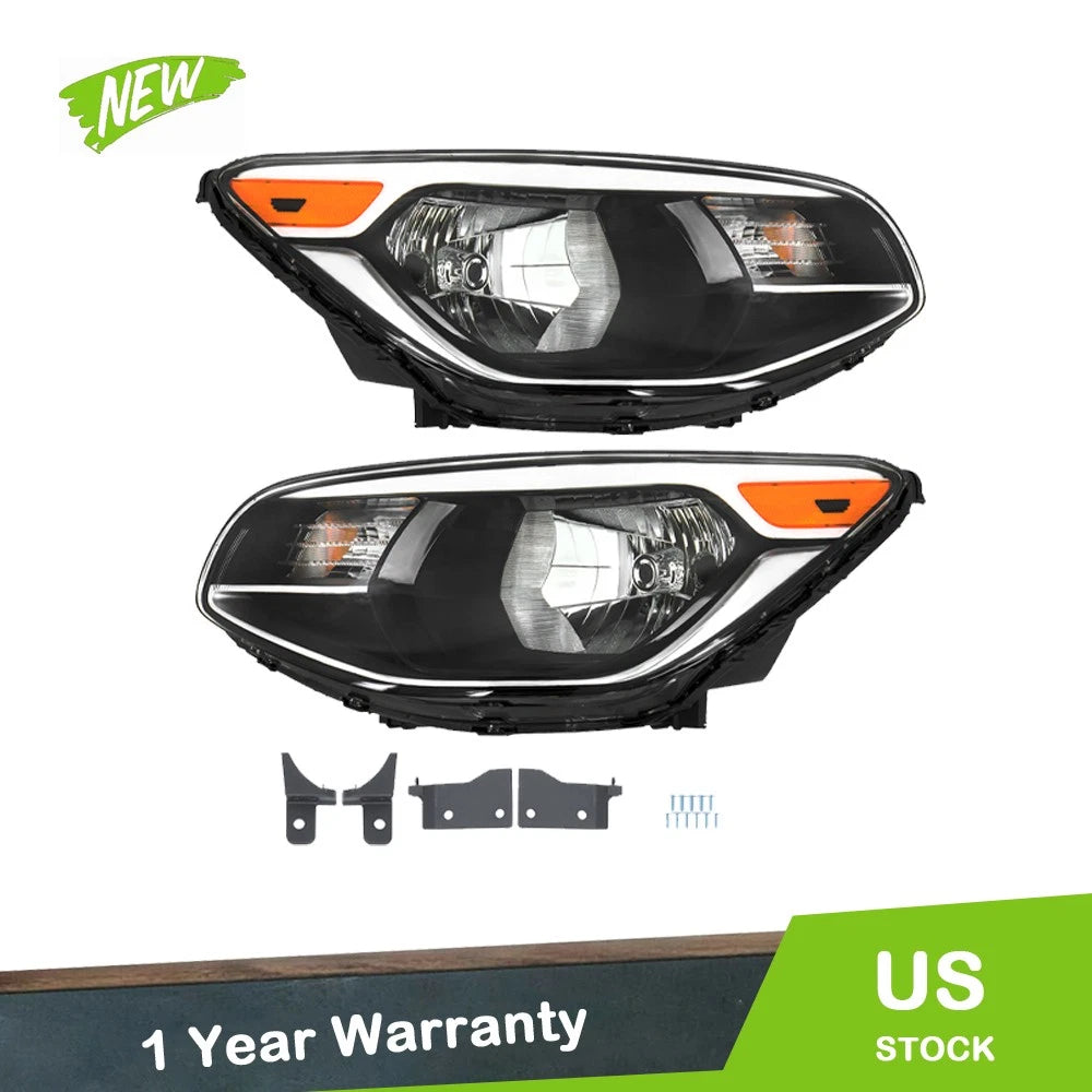 Pair of Black Housing Halogen Headlights for Kia Soul (2014–2019)
