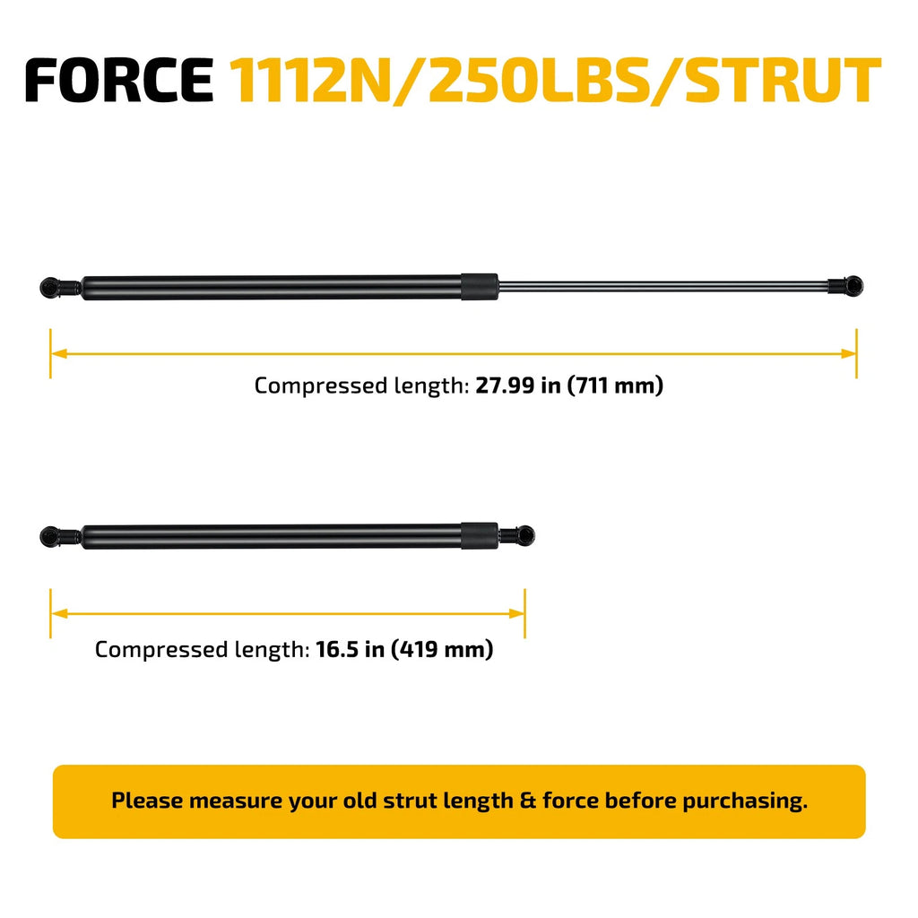 Gas Strut Support for Truck Bed Cover (28 Inch, 250lb)