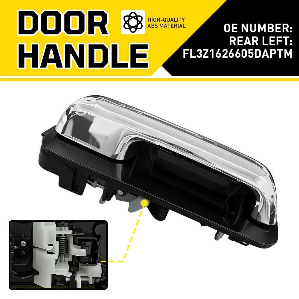 Chrome Exterior Door Handle for Ford F-150 (2015–2022) Rear Driver Side