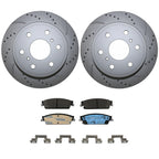 Rear Brake Kit 345mm Drilled Rotors TRW Metallic Pads for Cadillac Chevrolet GMC