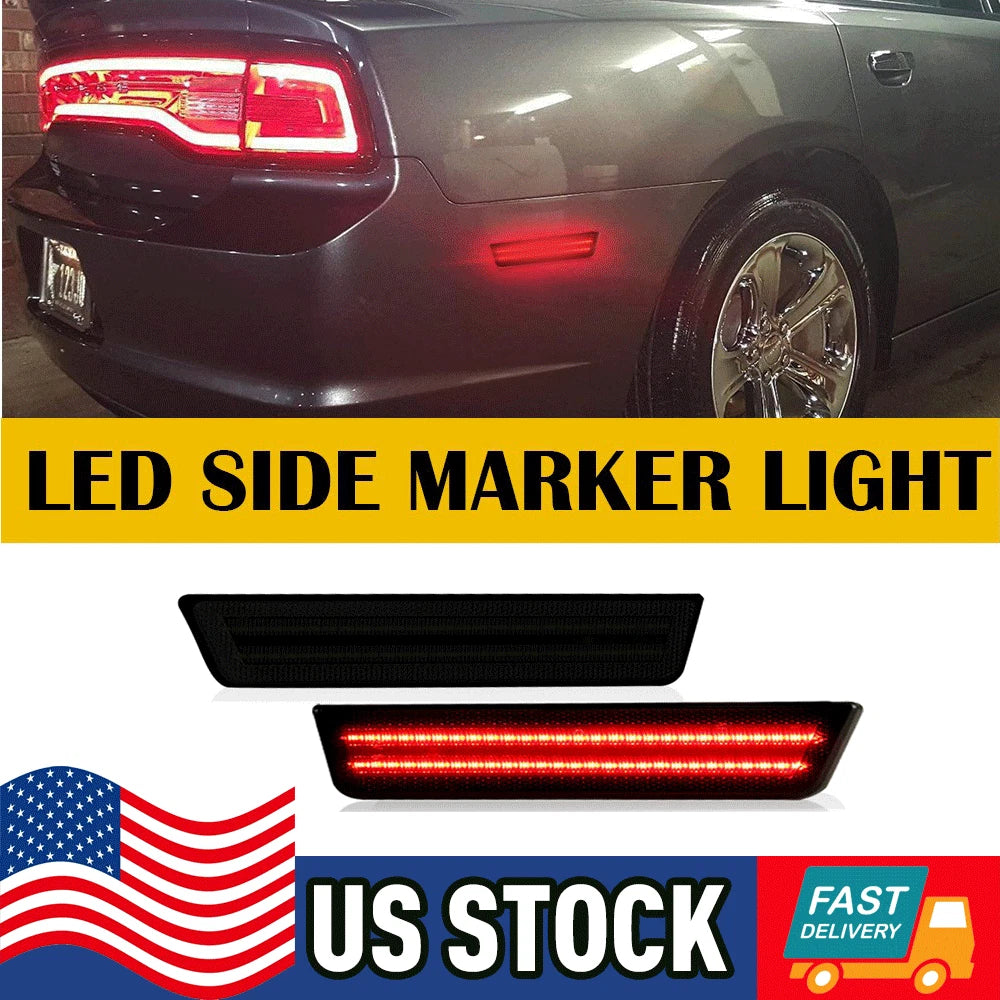 Red Smoked Lens Rear LED Side Marker Lamps for Dodge Challenger (2008–2014)