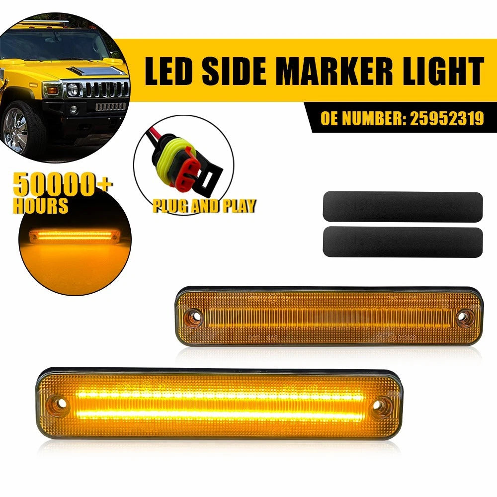 2X LED Side Marker Turn Signal Lights for Hummer H2 (2003–2009)