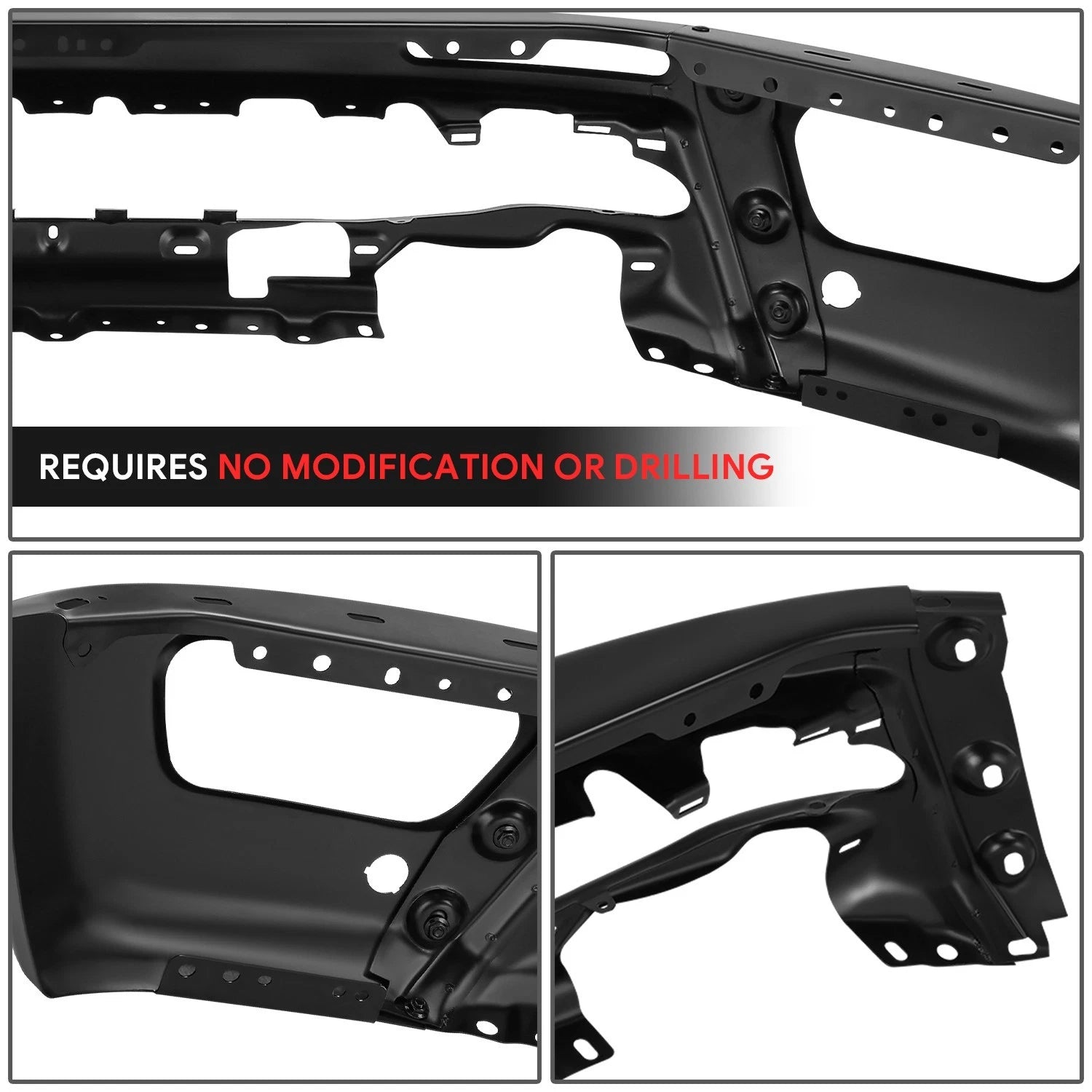 Front Bumper Face Bar for Ford Ranger (2019–2024) - Black Steel, Parking Sensor Hole