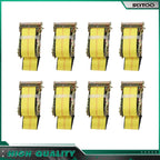 8pcs E Track Ratchet Tie Down Straps for Truck Cargo Hauler (4000LB)