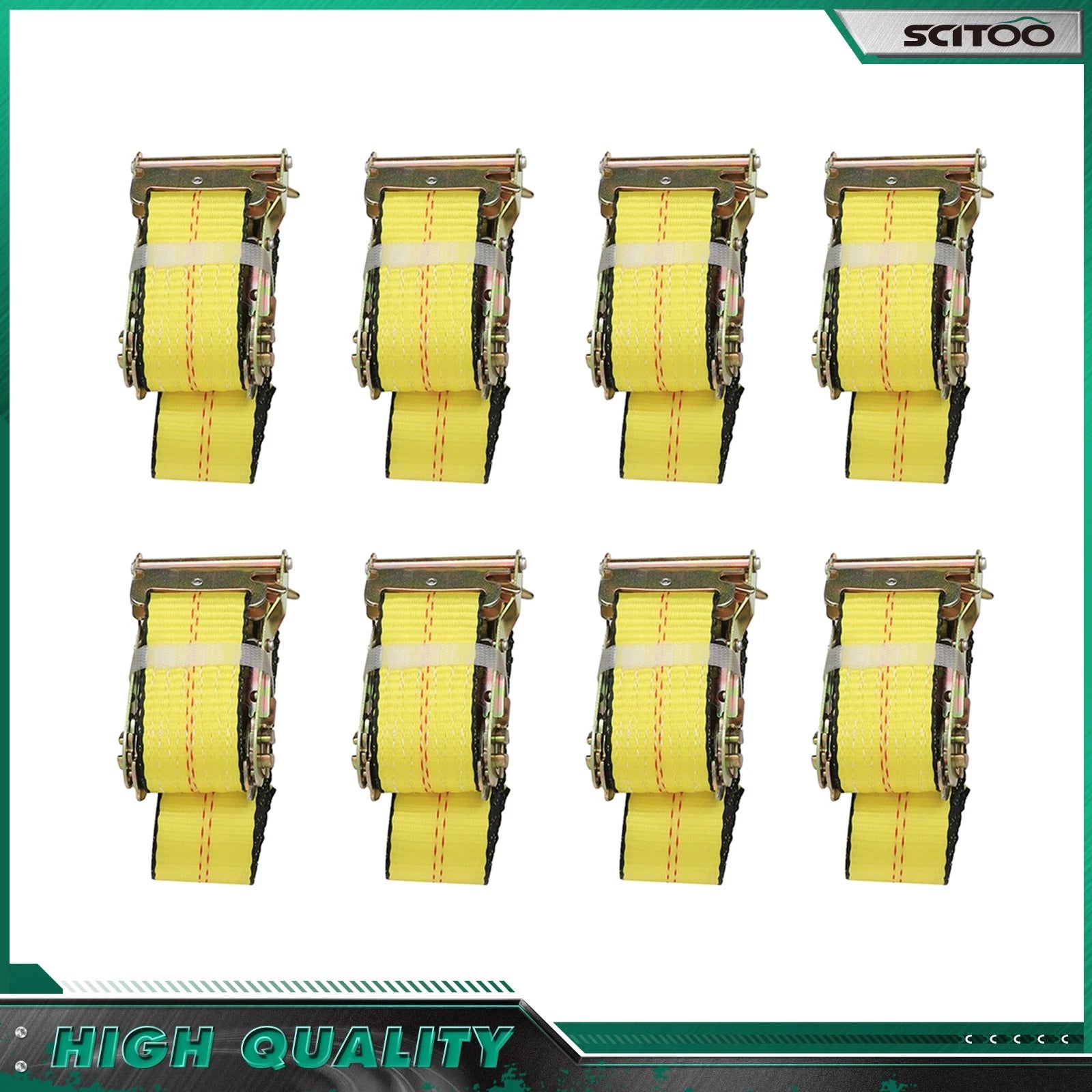 8pcs E Track Ratchet Tie Down Straps for Truck Cargo Hauler (4000LB)