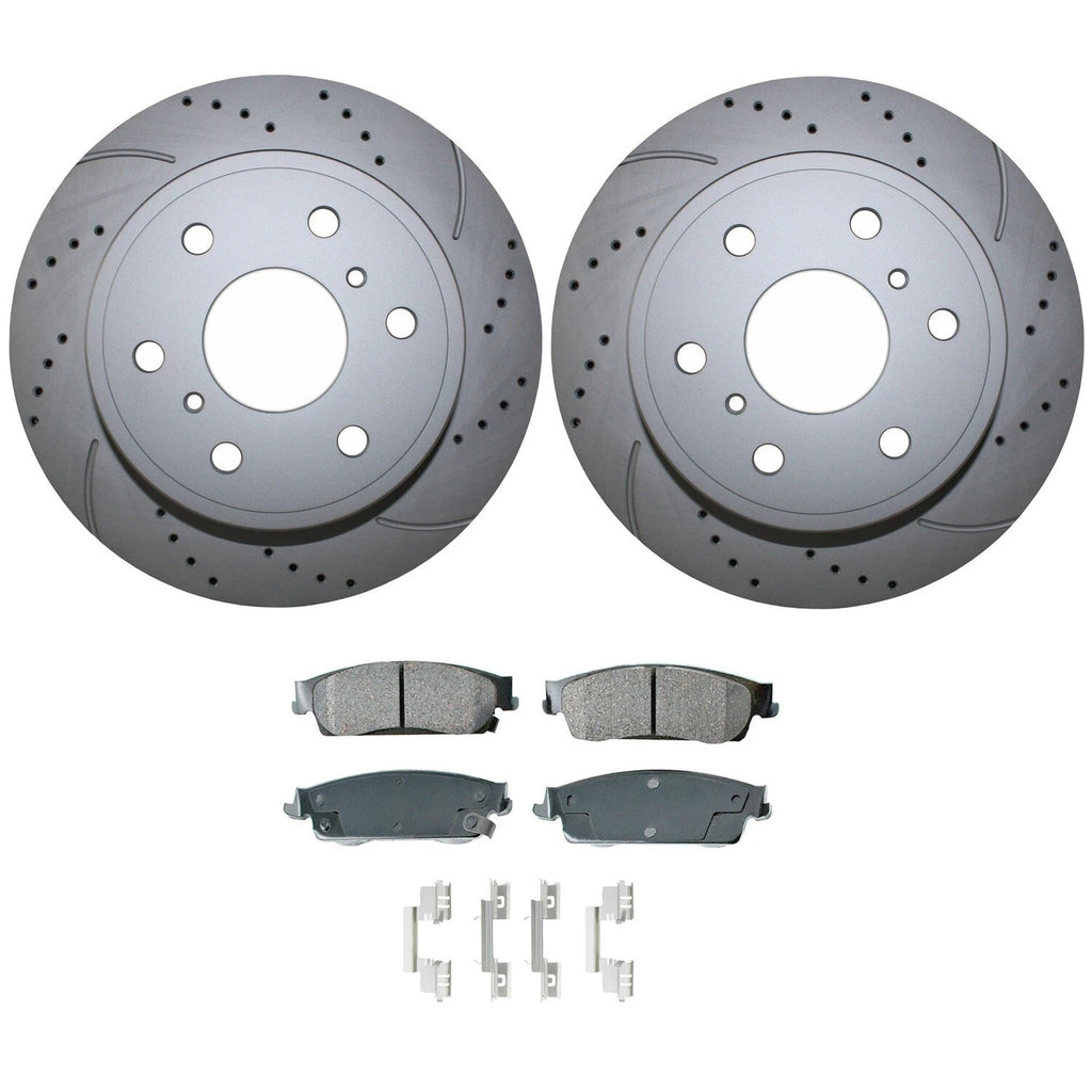 Rear Brake Kit with Drilled Rotors & Ceramic Pads for Cadillac Chevy GMC