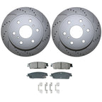 Rear Brake Kit with Drilled Rotors & Ceramic Pads for Cadillac Chevy GMC