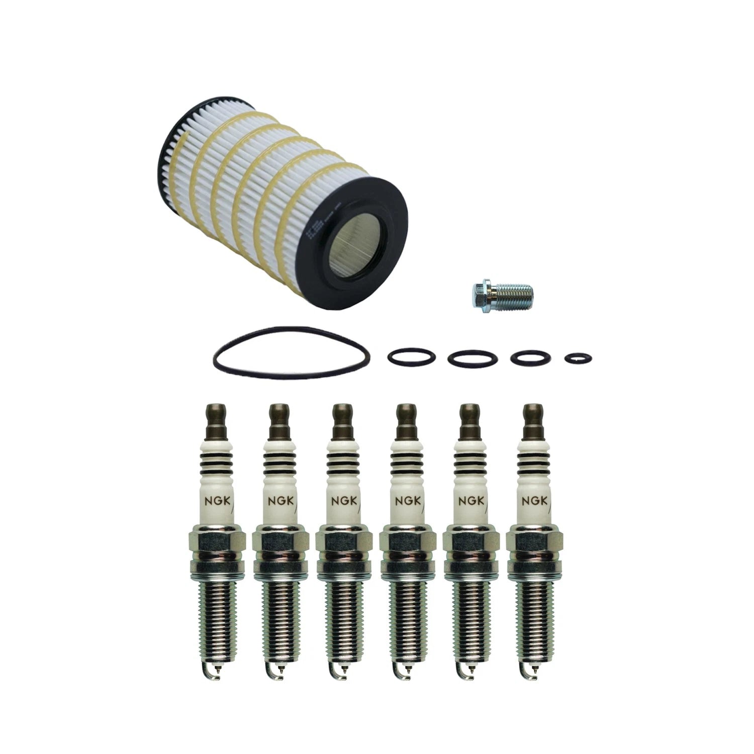 Wix Engine Oil Filter & NGK Spark Plugs Set for X164 ML450 W203 C280 W204 C300