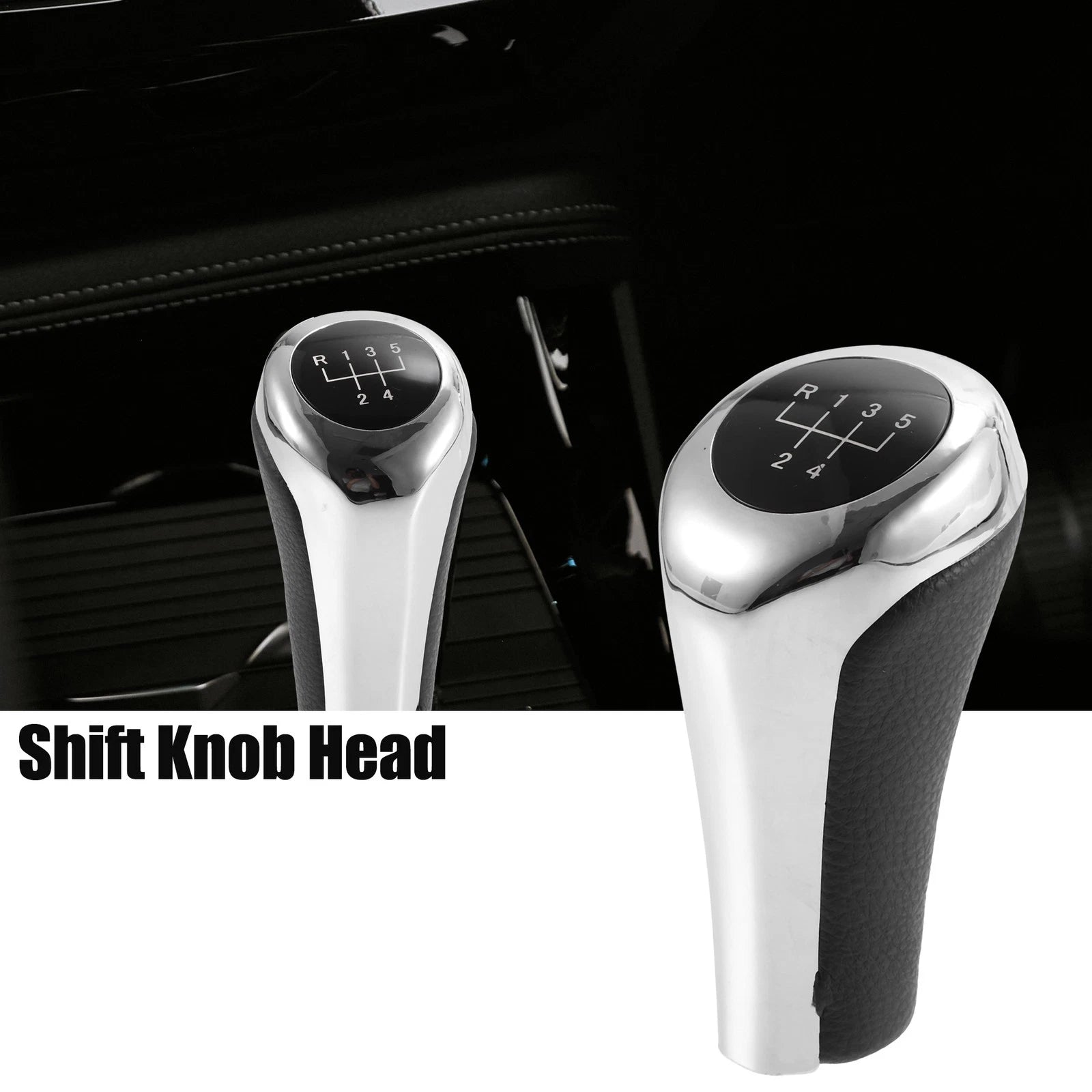 5 Speed Manual Shift Knob for BMW X1 E84 (2009–2015) Faux Leather Black Silver